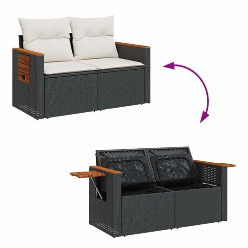 Sofasæt til haven 7 dele med hynder polyrattan sort