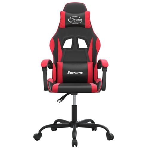 Drejelig gamingstol kunstlæder sort og rød