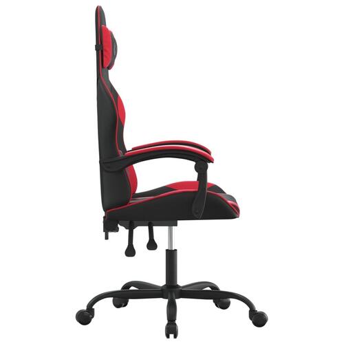 Drejelig gamingstol kunstlæder sort og rød