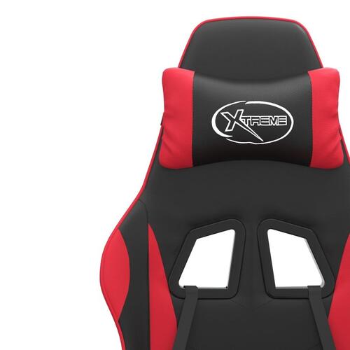 Drejelig gamingstol kunstlæder sort og rød