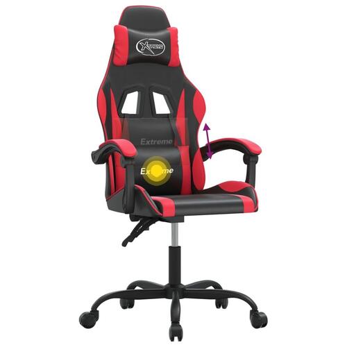 Drejelig gamingstol kunstlæder sort og rød