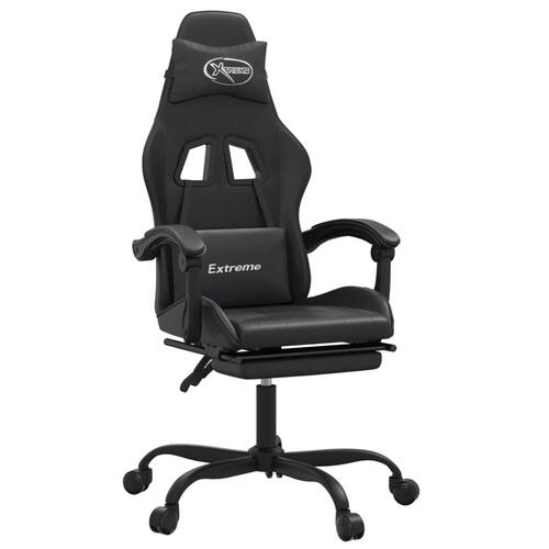 Gamingstol med fodstøtte kunstlæder sort