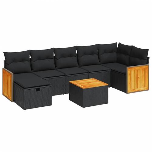 Sofasæt til haven 8 dele med hynder polyrattan sort