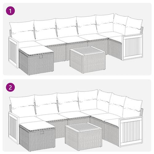 Sofasæt til haven 8 dele med hynder polyrattan sort