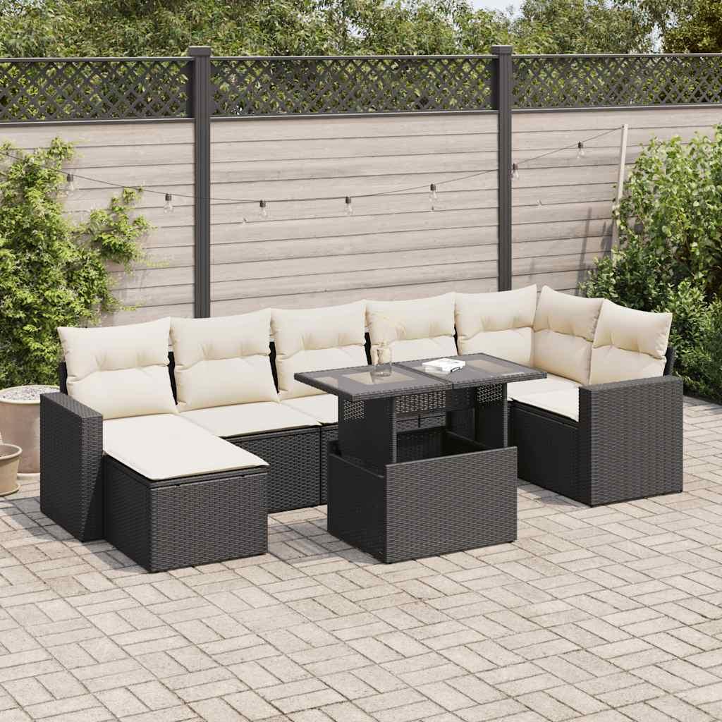Sofasæt til haven 8 dele med hynder polyrattan sort