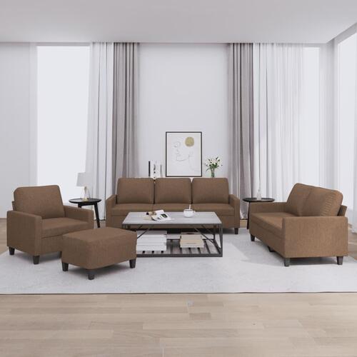 Sofasæt 4 dele med hynder stof brun