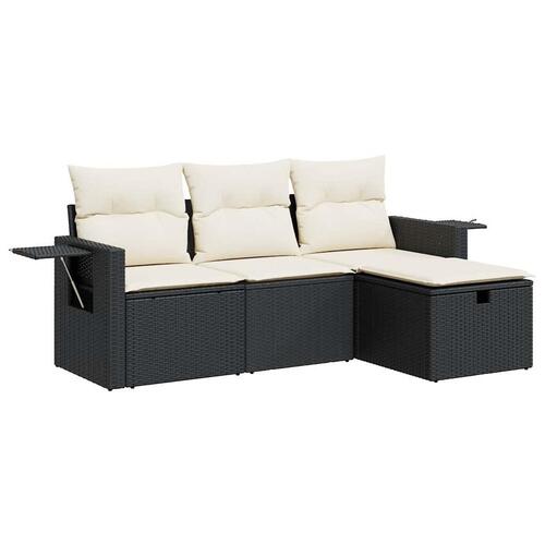 Sofasæt til haven 4 dele med hynder polyrattan sort