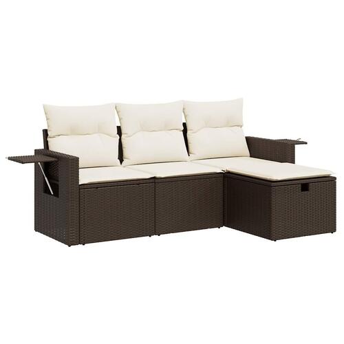 Sofasæt til haven 4 dele med hynder polyrattan brun