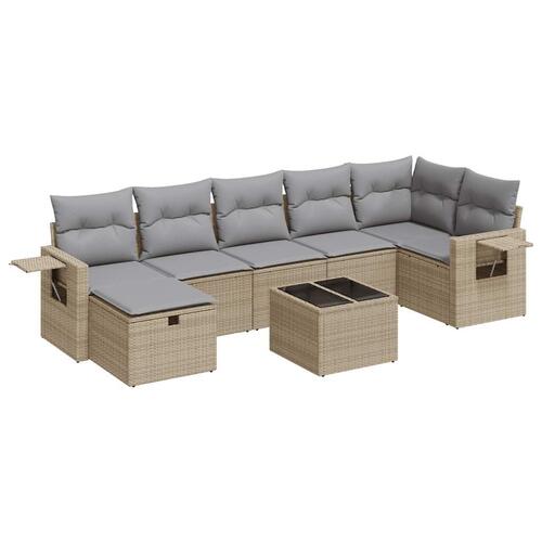 Sofasæt til haven 8 dele med hynder polyrattan beige