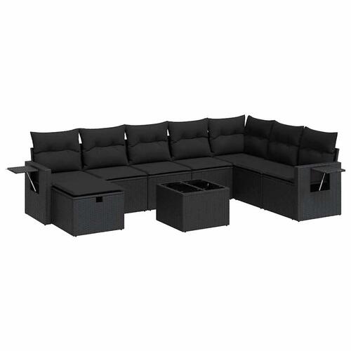 Sofasæt til haven 9 dele med hynder polyrattan sort