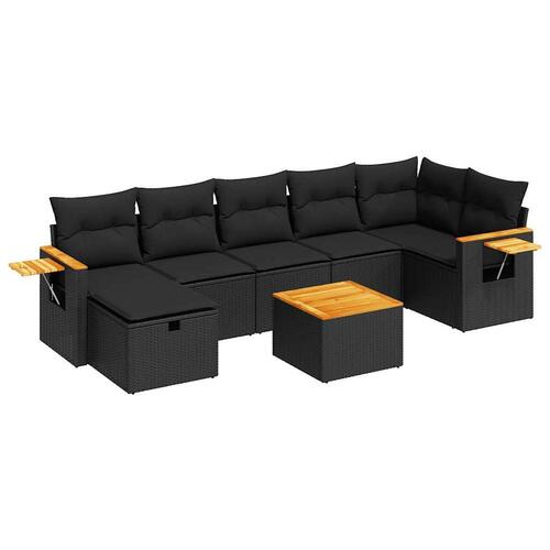 Sofasæt til haven 8 dele med hynder polyrattan sort