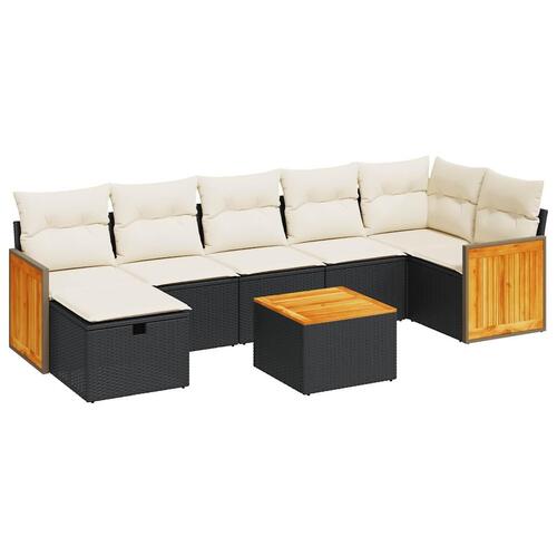 Sofasæt til haven 8 dele med hynder polyrattan sort