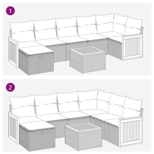 Sofasæt til haven 8 dele med hynder polyrattan sort