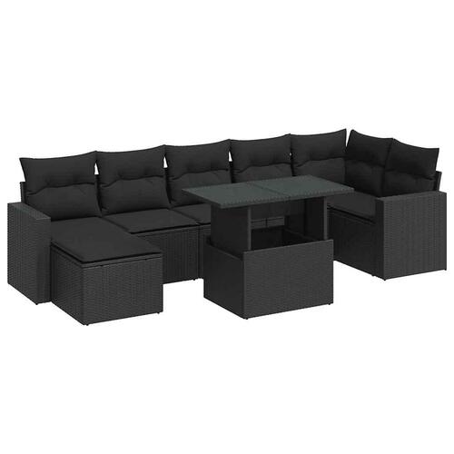 Sofasæt til haven 8 dele med hynder polyrattan sort