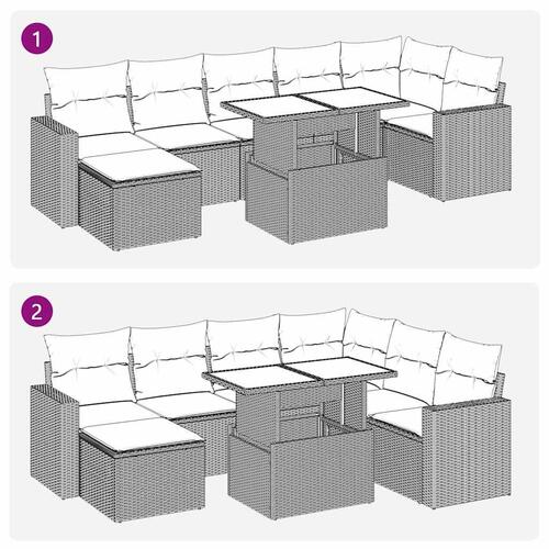 Sofasæt til haven 8 dele med hynder polyrattan sort