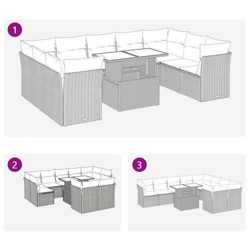 Sofasæt til haven 10 dele med hynder polyrattan beige