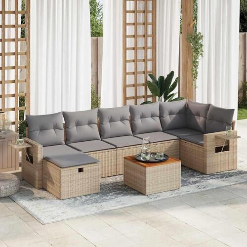 Sofasæt til haven 8 dele med hynder polyrattan beige