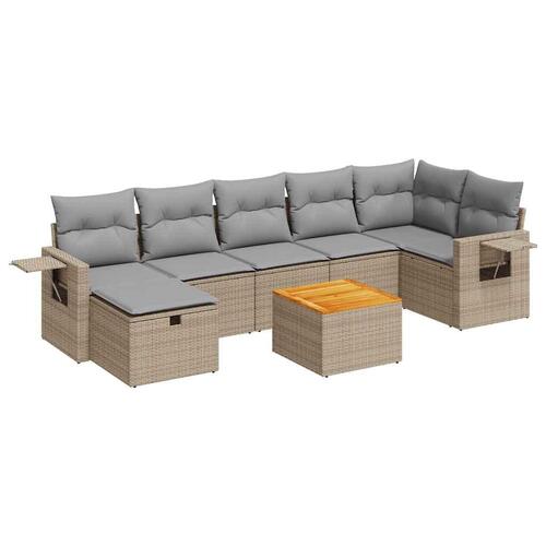 Sofasæt til haven 8 dele med hynder polyrattan beige