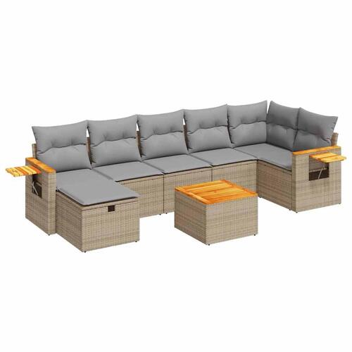 Sofasæt til haven 8 dele med hynder polyrattan beige