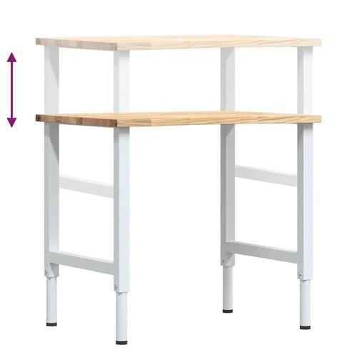 Arbejdsbænk 80x60x(71,5-98) cm massivt egetræ