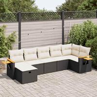 Sofasæt til haven 7 dele med hynder polyrattan sort