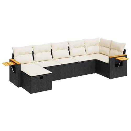 Sofasæt til haven 7 dele med hynder polyrattan sort