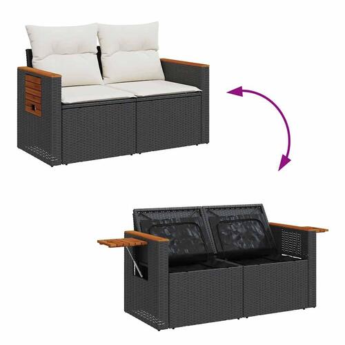 Sofasæt til haven 7 dele med hynder polyrattan sort