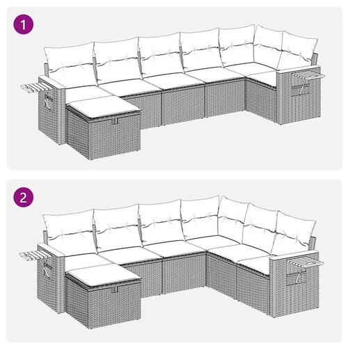 Sofasæt til haven 7 dele med hynder polyrattan sort