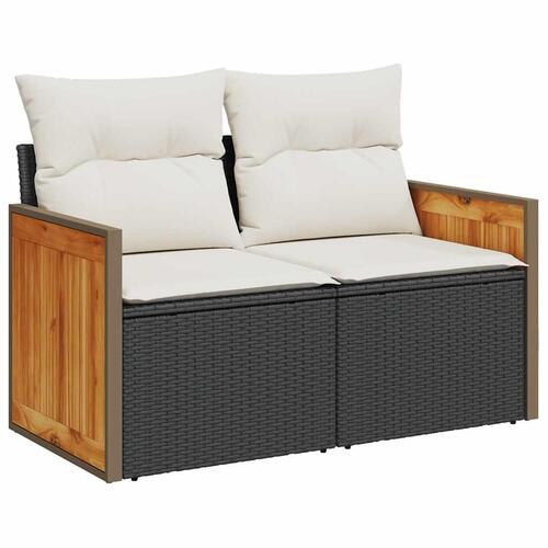 Sofasæt til haven 7 dele med hynder polyrattan sort