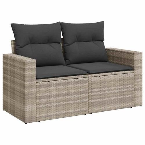 Sofasæt til haven 10 dele med hynder polyrattan lysegrå