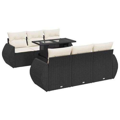 Sofasæt til haven 7 dele med hynder polyrattan sort