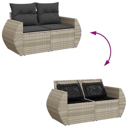 Sofasæt 5 dele med hynder polyrattan lysegrå