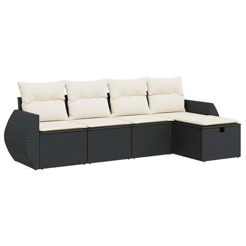 Sofasæt til haven 5 dele med hynder polyrattan sort