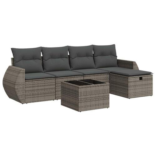 Sofasæt til haven 6 dele med hynder polyrattan grå