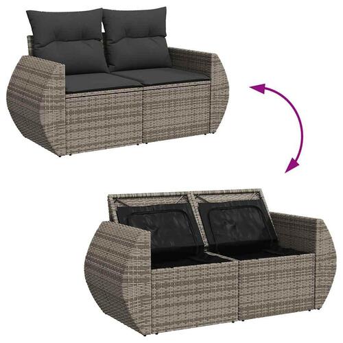Sofasæt til haven 6 dele med hynder polyrattan grå