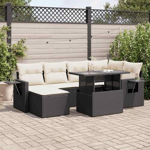 Sofasæt til haven 7 dele med hynder polyrattan sort