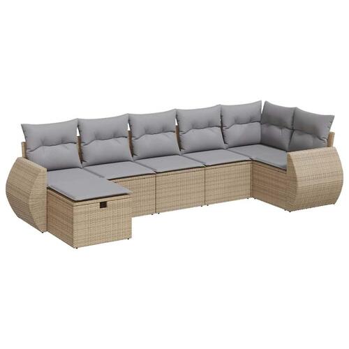 Sofasæt til haven 7 dele med hynder polyrattan beige