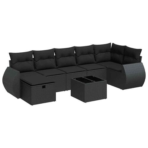 Sofasæt til haven 8 dele med hynder polyrattan sort