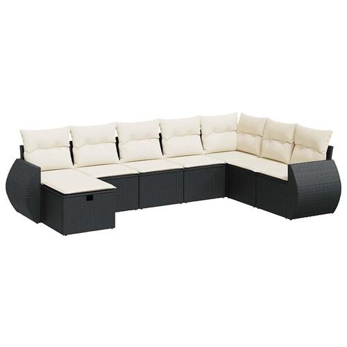 Sofasæt til haven 8 dele med hynder polyrattan sort