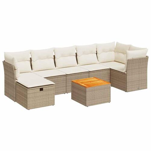 Sofasæt til haven 8 dele med hynder polyrattan beige
