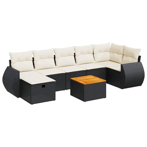 Sofasæt til haven 8 dele med hynder polyrattan sort