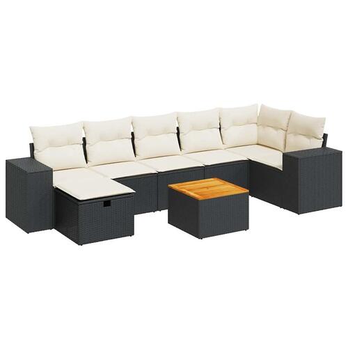 Sofasæt til haven 8 dele med hynder polyrattan sort