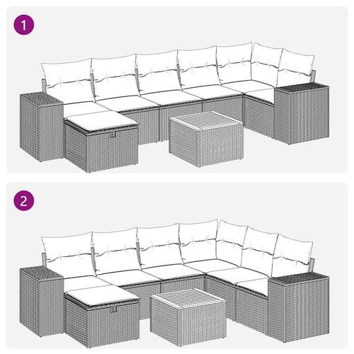 Sofasæt til haven 8 dele med hynder polyrattan sort