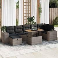 Sofasæt 5 dele med hynder polyrattan akacietræ grå
