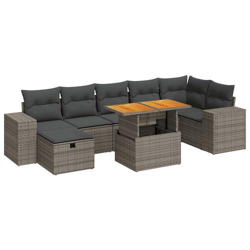 Sofasæt 5 dele med hynder polyrattan akacietræ grå