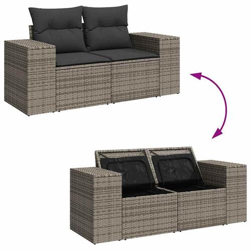Sofasæt 5 dele med hynder polyrattan akacietræ grå