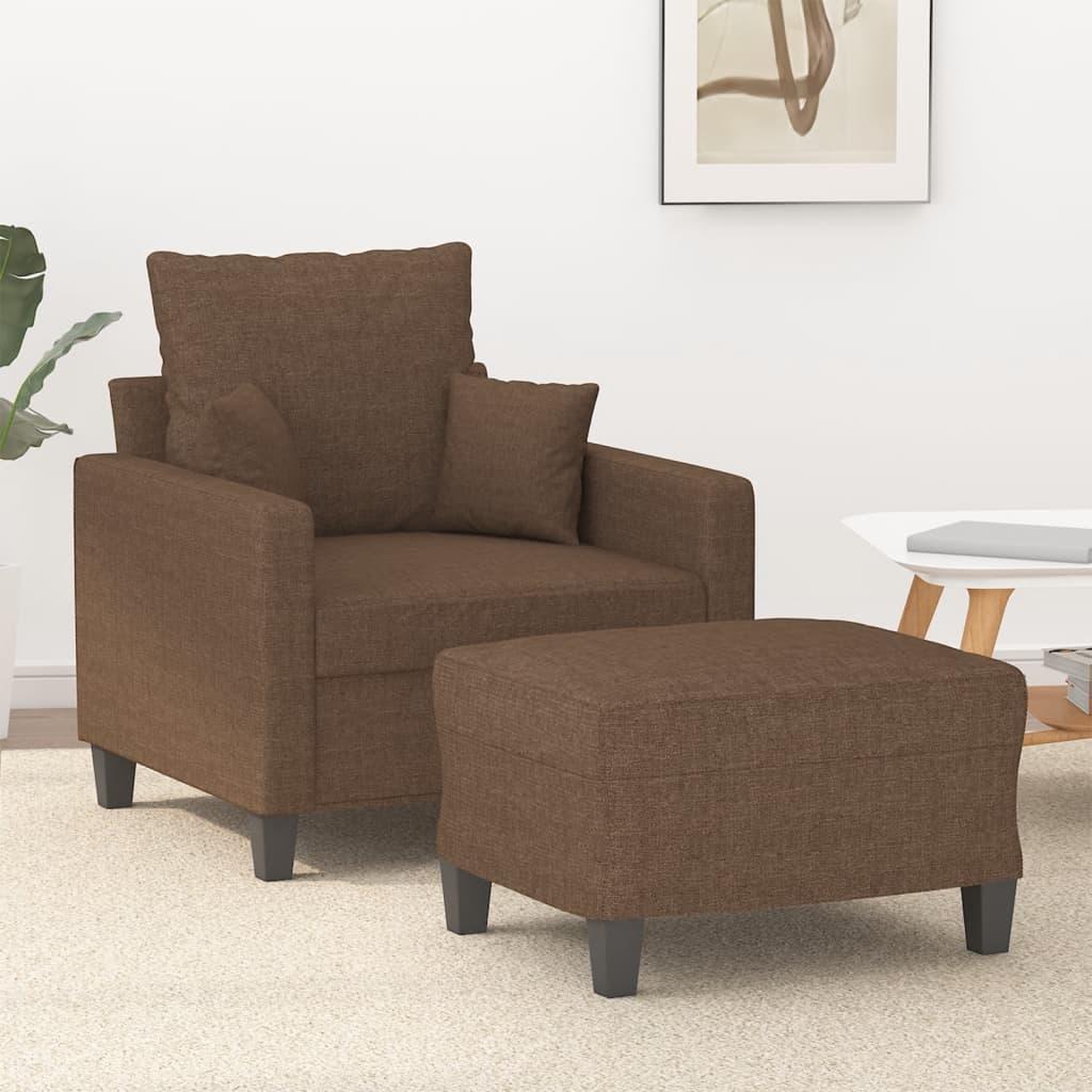 Sofastol med fodskammel 60 cm stof Brun