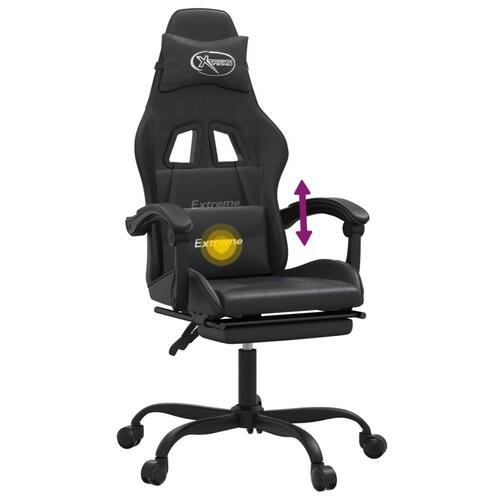 Drejelig gamingstol med fodstøtte kunstlæder sort