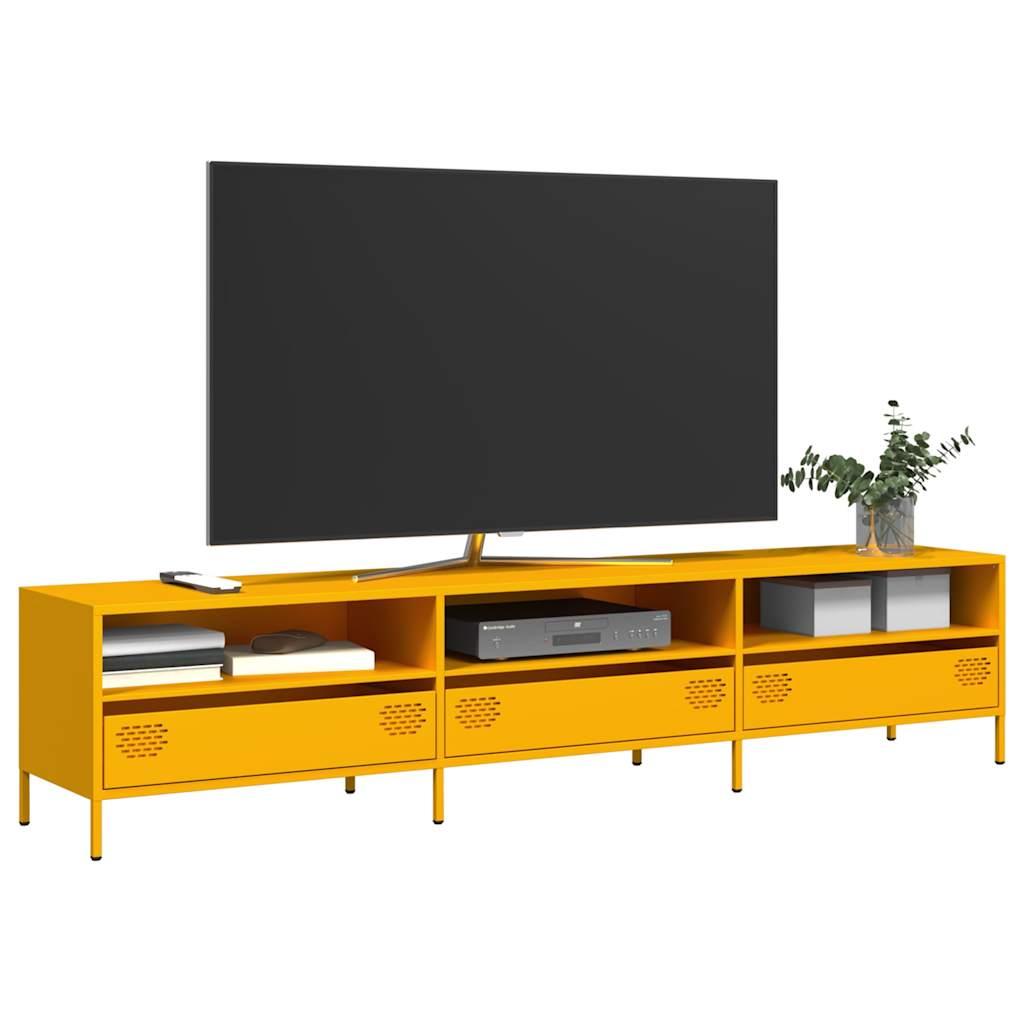 TV-bord i koldvalset stål 202 x 39 x 43,5 cm - sennepsgul