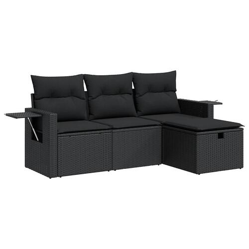 Sofasæt til haven 4 dele med hynder polyrattan sort